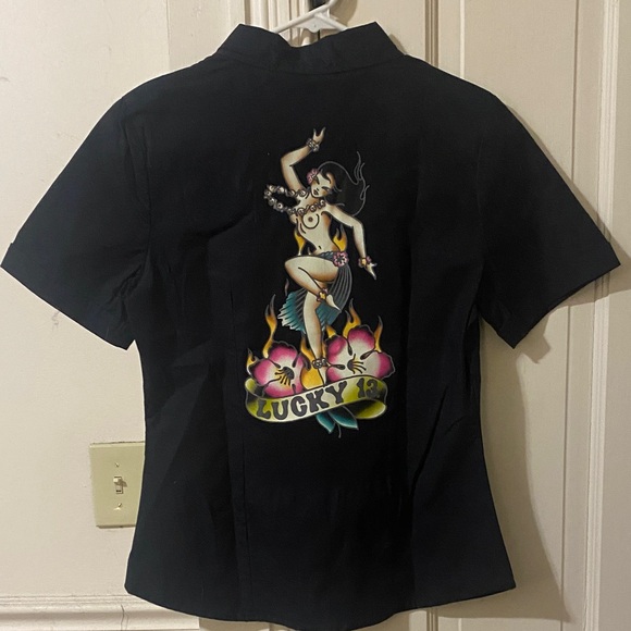 NWOT Lucky 13 Black Button Down Work Shirt - Picture 4 of 5